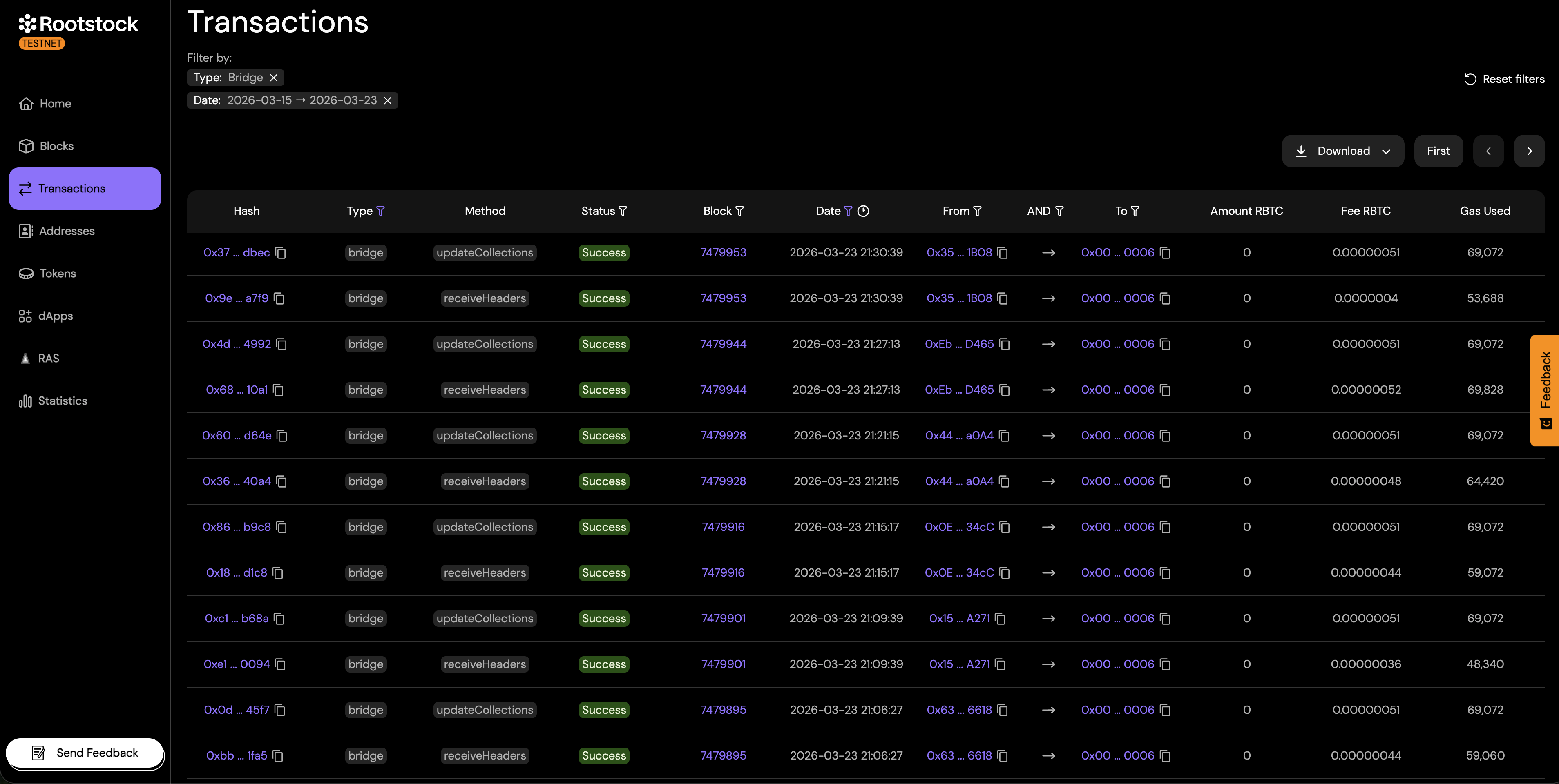 Advanced Transactions Filter: Bridge with specific date