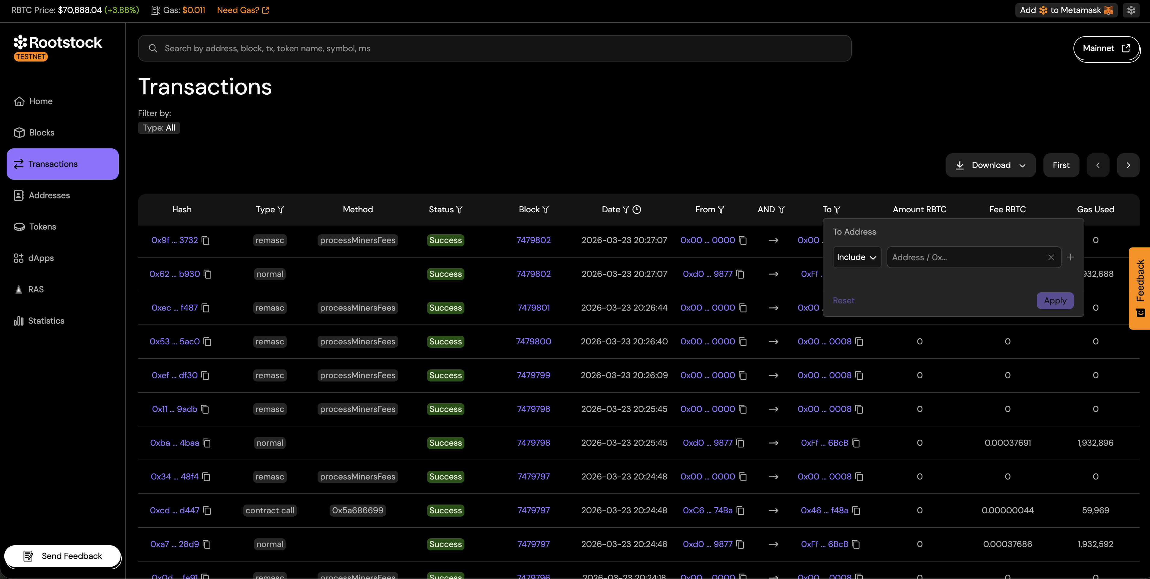 Advanced Transactions Filter: To